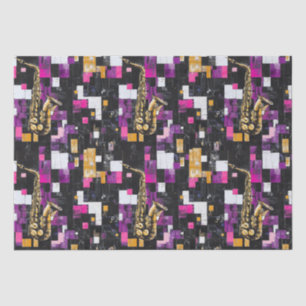 Modern kleurrijk saxofoonpatroon tissuepapier