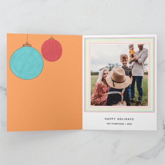 Modern kleurrijk Sinaasappel Vrolijk Kerstfeest Eé Kaart (Binnen)