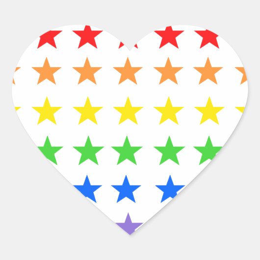 Modern kleurrijk sterrenpatroon hart sticker (Voorkant)