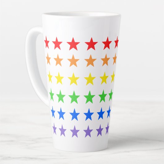Modern kleurrijk sterrenpatroon latte mok (Linkerhoek)