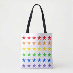 Modern kleurrijk sterrenpatroon tote bag