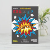 Modern kleurrijk stripboek KAPOW Pop Art Birthday Kaart (Staand voorkant)