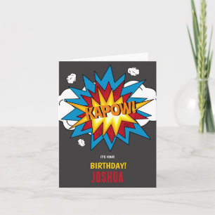Modern kleurrijk stripboek KAPOW Pop Art Birthday Kaart