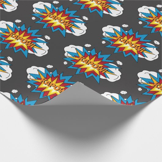 Modern kleurrijk stripboek KAPOW Pop Art Cadeaupapier (Hoek)