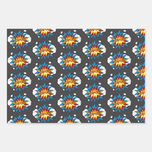 Modern kleurrijk stripboek KAPOW Pop Art Inpakpapier Vel (Voorkant 3)
