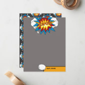 Modern kleurrijk stripboek KAPOW Pop Art Notitiekaartje (Voorkant / Achterkant in situ)