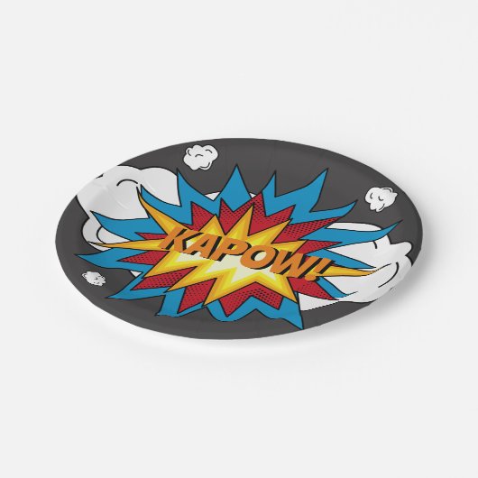 Modern kleurrijk stripboek KAPOW Pop Art Papieren Bordje (Gekanteld)
