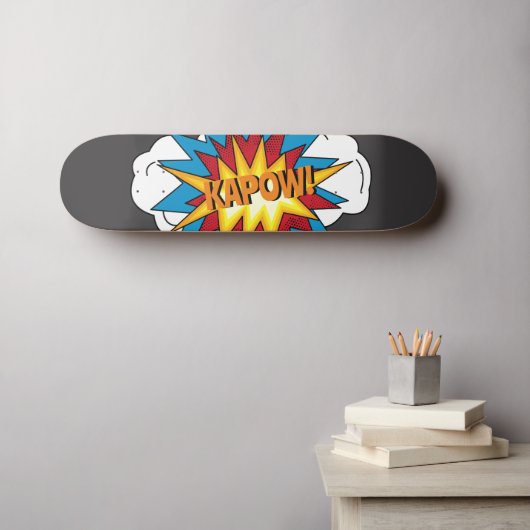Modern kleurrijk stripboek KAPOW Pop Art Persoonlijk Skateboard (Muurkunst (Horizontaal))