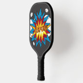 Modern kleurrijk stripboek KAPOW Pop Art Pickleball Paddle (Links)
