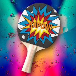 Modern kleurrijk stripboek KAPOW Pop Art Tafeltennisbatje