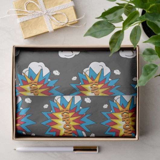 Modern kleurrijk stripboek KAPOW Pop Art Tissuepapier (Geschenk)