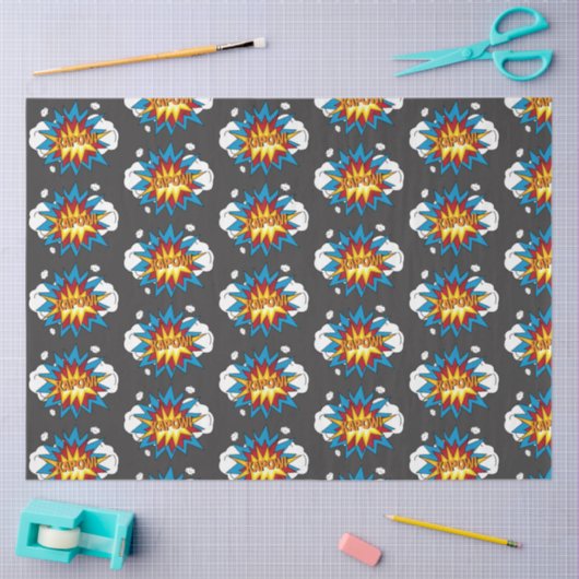 Modern kleurrijk stripboek KAPOW Pop Art Tissuepapier (Craft)