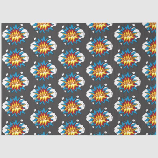 Modern kleurrijk stripboek KAPOW Pop Art Tissuepapier (Voorkant)