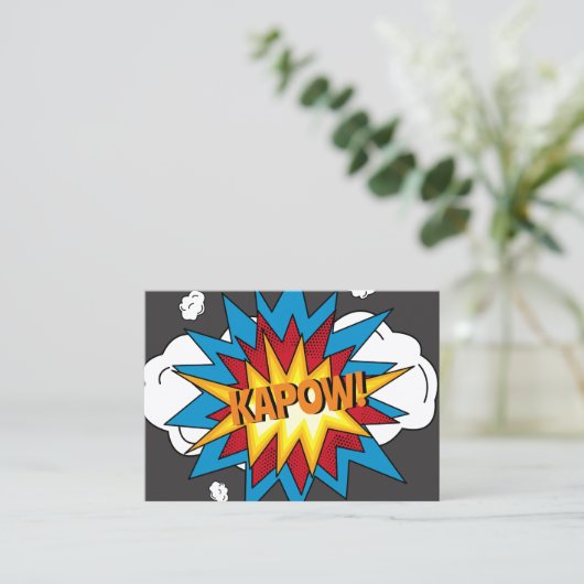 Modern kleurrijk stripboek KAPOW Pop Art Visitekaartje (Staand voorkant)