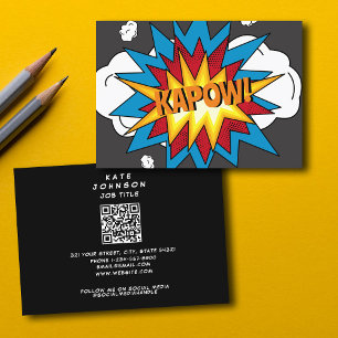 Modern kleurrijk stripboek KAPOW Pop Art Visitekaartje