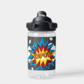 Modern kleurrijk stripboek KAPOW Pop Art Waterfles (Achterkant)