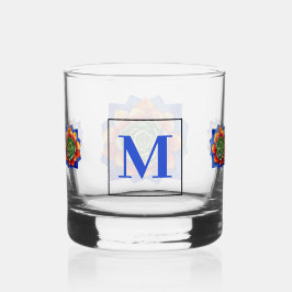 Modern kleurrijk succulent Waterverf monogram Whisky Glas