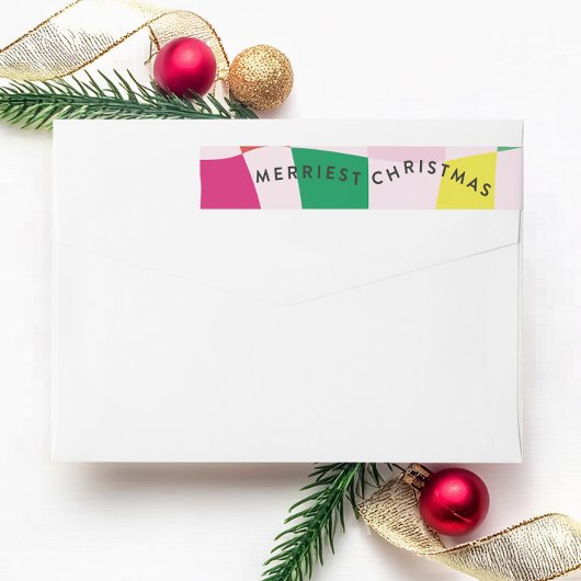 Modern kleurrijk Tartan kerst retour adres