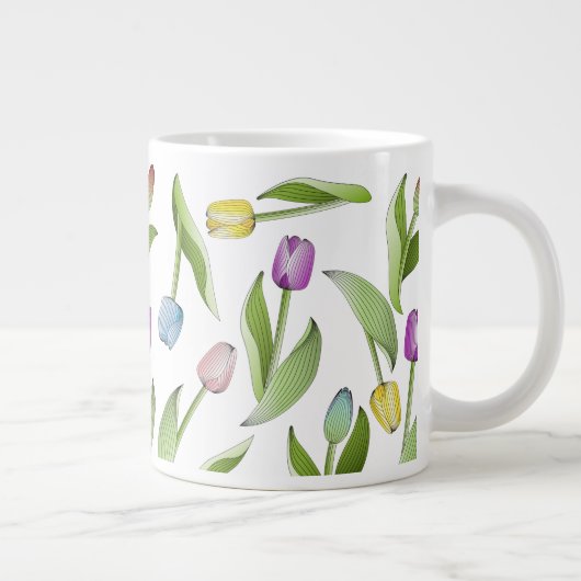 Modern kleurrijk Tulp-ventilatorpatroon Grote Koffiekop (Rechts)