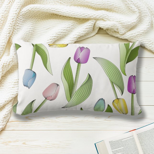 Modern kleurrijk tulpenpatroon kussen (Creator heeft geüpload)