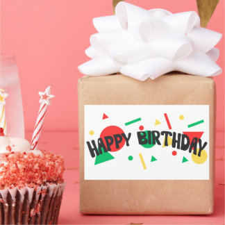 Modern kleurrijk voor kinderen Happy Birthday Squa Rechthoekige Sticker