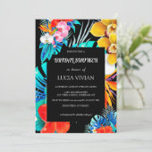 Modern kleurrijk Vrijgezellenfeest met zwarte basi Kaart (Staand voorkant)