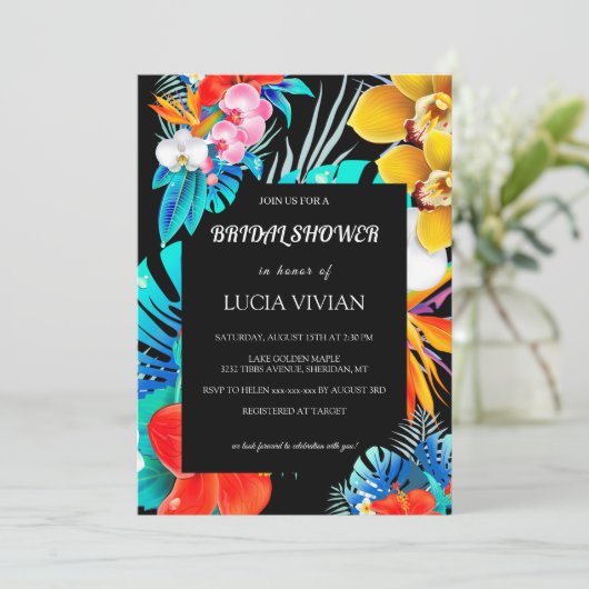 Modern kleurrijk Vrijgezellenfeest met zwarte basi Kaart (Staand voorkant)