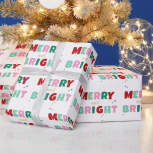 Modern Kleurrijk Vrolijk & Helder Kerstmis Cadeaupapier