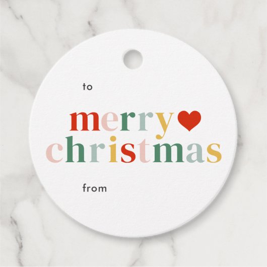 Modern kleurrijk vrolijk kerstcadeau bedankjes labels (Voorkant)