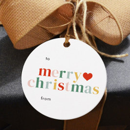 Modern kleurrijk vrolijk kerstcadeau bedankjes labels