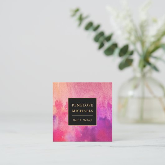 Modern kleurrijk Waterverf vierkant Visitekaartje (Staand voorkant)