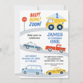 Modern kleurrijk wegvervoer 1e verjaardag kaart (Voorkant)