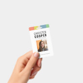 Modern Kleurrijk Werknemer Logo Streepjescode ID-f Badge (Handheld)