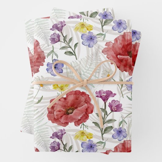 Modern Kleurrijk Wildbloemmotief Inpakpapier Vel (In situ)