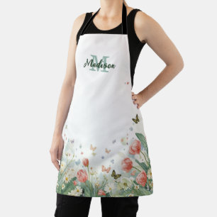 Modern Kleurrijk Wilde Bloem Bloem zomer monogram Schort