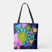 Modern kleurrijk zomerontwerp met aangepaste tekst tote bag (Achterkant)