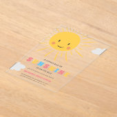 Modern kleurrijk zonneschijn Baby shower Acryl Uitnodigingen (Laagn)