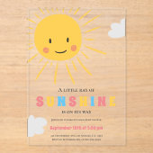 Modern kleurrijk zonneschijn Baby shower Acryl Uitnodigingen (Voorkant)