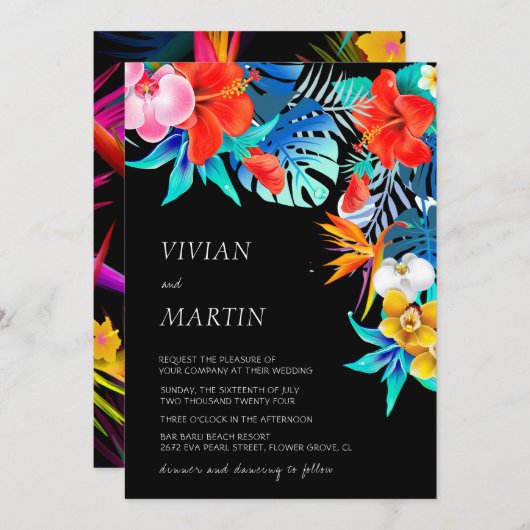 Modern kleurrijk zwart tropisch hout kaart (Voorkant / Achterkant)