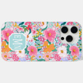 Modern Kleurrijke Bloementuin Monogram Case-Mate iPhone Case (Achterkant (horizontaal))