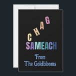 Modern Kleurrijke Chag Sameach JoodseFeestdagGroet Feestdagenkaart<br><div class="desc">Een moderne,  kleurrijke Chag Sameach-tekstontwerp dat 'prettig feest' betekent,  is een geschikte groet voor veel van de verschillende joodse feestdagen.</div>