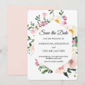 Modern kleurrijke Floral Save The Date (Voorkant / Achterkant)
