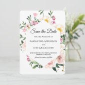 Modern kleurrijke Floral Save The Date (Staand voorkant)