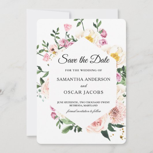 Modern kleurrijke Floral Save The Date (Voorkant)