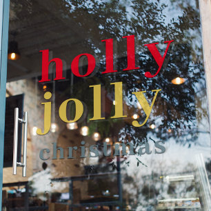 Modern kleurrijke Holly Jolly Feestdagen Window Cl Raamsticker