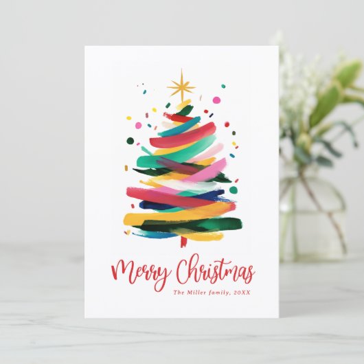 Modern Kleurrijke Prettig Kerstfeest  Feestdagenkaart (Staand voorkant)