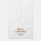 Modern Kleurrijke Vrolijke Kerstmis Theedoek (Verticaal)