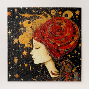 Modern Klimt geïnspireerde Sterrennacht Portret Legpuzzel