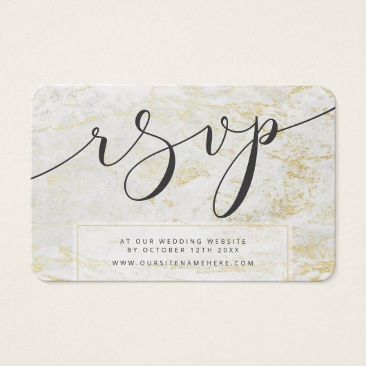 Modern knikkers wit met gouden RSVP insert Kaarten Visitekaartje (Voorkant)