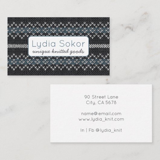 Modern Knit Pattern Business Card Visitekaartje (Voorkant / Achterkant)